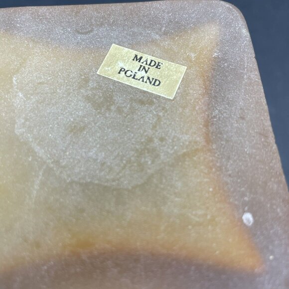 VTG Brown Swirl Frosted Glass Handkerchief Top Vase Glass Art Made In Poland - Picture 5 of 8